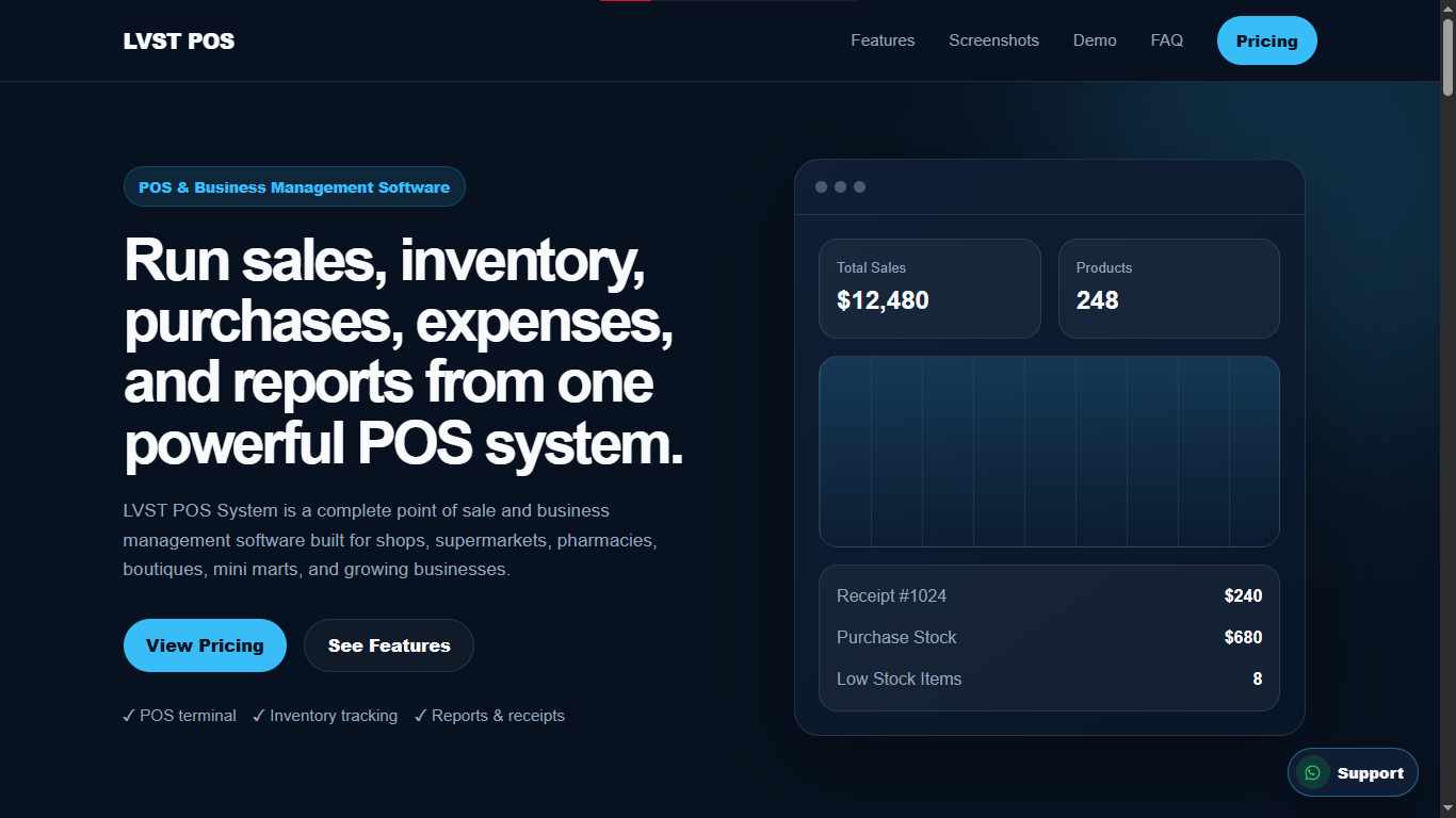 LVST POS sales landing page